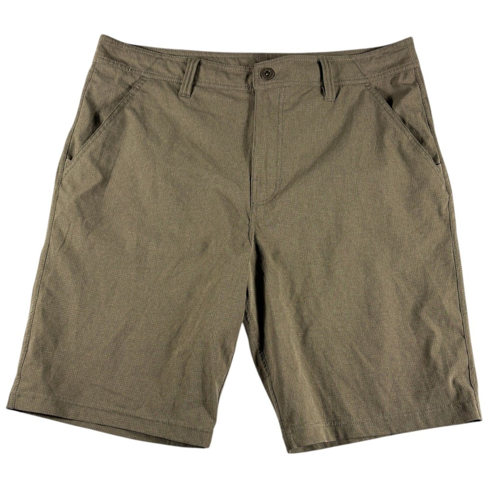 Prana Chino Shorts Mens 36 Beige Flat Front Ripstop Outdoor Workwear Casual